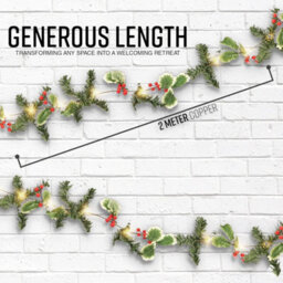 Globrite Christmas Garland - 2M Berry & Leaf, 20 Led Battery Operated - Pre-Lit Table Centrepiece For Festive Decorations - thumbnail 2
