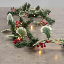 Globrite Christmas Garland - 2M Berry & Leaf, 20 Led Battery Operated - Pre-Lit Table Centrepiece For Festive Decorations - thumbnail 8