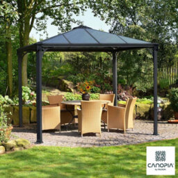 Xample Palram Canopia Palermo 3X3M Aluminium Gazebo With Heat Block Polycarbonate Roof, Built-In Gutters, Uv & Weather Resistant - thumbnail 1