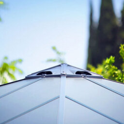 Xample Palram Canopia Palermo 3X3M Aluminium Gazebo With Heat Block Polycarbonate Roof, Built-In Gutters, Uv & Weather Resistant - thumbnail 3