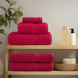 Berkfield Premium Towels Solund 10 Pcs Red 100X200 Cm 600 Gsm - thumbnail 3