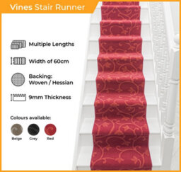 Vines Stair Runner - Soft & Durable Carpet Runner For Stairs & Staircases, Multiple Lengths - thumbnail 2