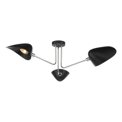 DAR Sebastian 3 Light Semi Flush Matt Black Polished Chrome - image 1