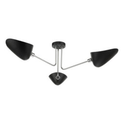 DAR Sebastian 3 Light Semi Flush Matt Black Polished Chrome - thumbnail 2