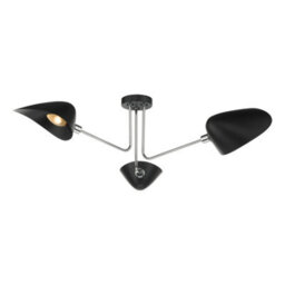 DAR Sebastian 3 Light Semi Flush Matt Black Polished Chrome - thumbnail 1