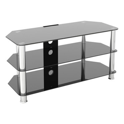 "Avf Classic 1M Glass Corner Tv Stand With Cable Management For Tvs Up To 50"" - Black & Chrome" - image 1