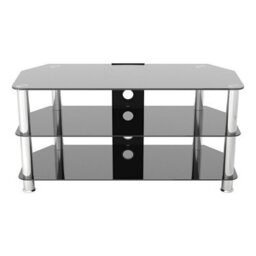 "Avf Classic 1M Glass Corner Tv Stand With Cable Management For Tvs Up To 50"" - Black & Chrome" - thumbnail 2