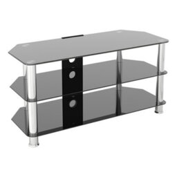 Avf Classic 100Cm Glass Tv Stand With Cable Management For Tvs Up To 50 Inch - Black Glass & Chrome