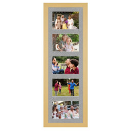 AK Frames 26X8 Mustard Yellow Modern Multi Photo Frame With Silver Mount - Holds 5 Apertures (5X) 6X4 Photos - thumbnail 1