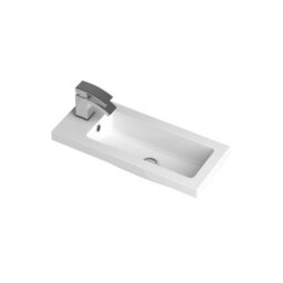 Hudson Reed Fusion Floor Standing 2 Door Vanity Unit & Polymarble Basin Compact, Stylish Sink Vanity Unit, Gloss Grey, 600mm - thumbnail 3