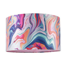 Happy Homewares Modern Chic Satin Fabric Lamp Shade With Colour Mix Marble Design - thumbnail 1