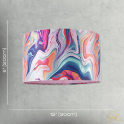 Happy Homewares Modern Chic Satin Fabric Lamp Shade With Colour Mix Marble Design - thumbnail 7