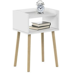 Taylor & Brown White Bedside Table Nightstand, Open Shelf Side Table With Storage, Tall End Table For Bedroom, Kids & Living Room - thumbnail 1