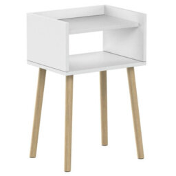 Taylor & Brown White Bedside Table Nightstand, Open Shelf Side Table With Storage, Tall End Table For Bedroom, Kids & Living Room - thumbnail 6