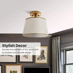 22Cm Off-White Fabric Lampshade With A60 Led Bulb Modern Light Shade For Ceiling Pendant Table Lamps - thumbnail 5