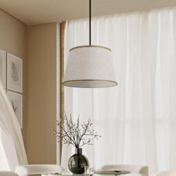 22Cm Off-White Fabric Lampshade With A60 Led Bulb Modern Light Shade For Ceiling Pendant Table Lamps - thumbnail 6