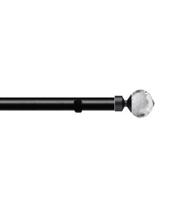 Unknown 28mm Fixed Length Metal Eyelet Curtain Pole Set In Black - Bella Finial, 250Cm - image 1