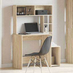 Walplus Desk With Shelves Sonoma Oak 100X45X140 Cm Engineered Wood - thumbnail 3