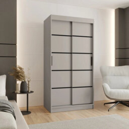 Arte Rubino V1 Sliding Door Wardrobe 100Cm In Cashmere - Two Doors With Optional Decorative Strips