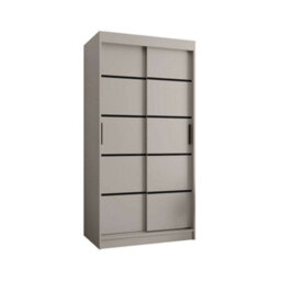 Arte Rubino V1 Sliding Door Wardrobe 100Cm In Cashmere - Two Doors With Optional Decorative Strips - thumbnail 3