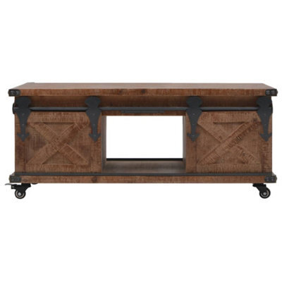 Berkfield Industrial Coffee Table Solid Fir Wood 91X51X38 Cm Brown - image 1