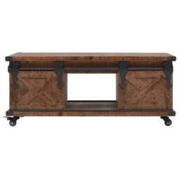 Berkfield Industrial Coffee Table Solid Fir Wood 91X51X38 Cm Brown - thumbnail 1