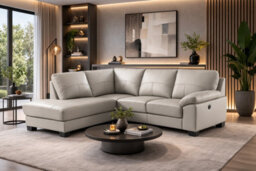 SC FURNITURE LIMITED Grey Leather Corner Sofa + Usb Charging Ports - Lhf - Brooklyn - thumbnail 2