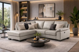 SC FURNITURE LIMITED Grey Leather Corner Sofa + Usb Charging Ports - Lhf - Brooklyn
