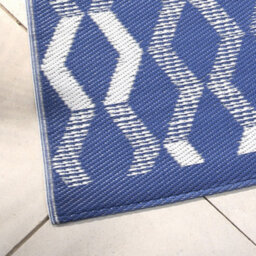 Fusion Rico Outdoor Vertical Zig Zags Uv Resistant Blue Outdoor Rug - thumbnail 2