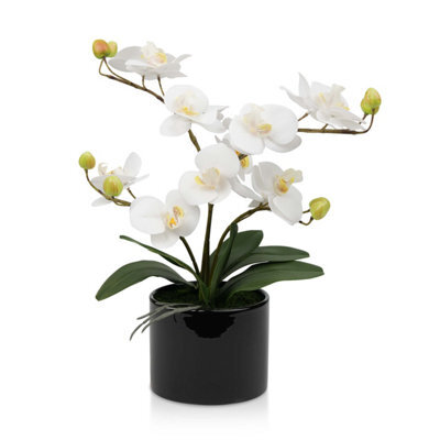Crystals Artificial Plant Fake Silk Orchid Flower Potted Home Party Garden Decor - image 1