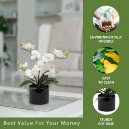 Crystals Artificial Plant Fake Silk Orchid Flower Potted Home Party Garden Decor - thumbnail 8