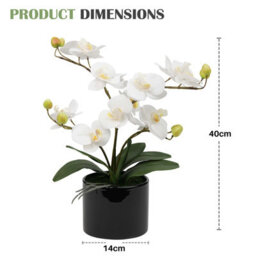 Crystals Artificial Plant Fake Silk Orchid Flower Potted Home Party Garden Decor - thumbnail 2