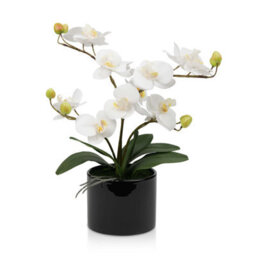 Crystals Artificial Plant Fake Silk Orchid Flower Potted Home Party Garden Decor