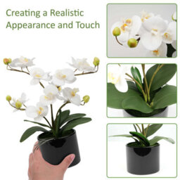 Crystals Artificial Plant Fake Silk Orchid Flower Potted Home Party Garden Decor - thumbnail 5
