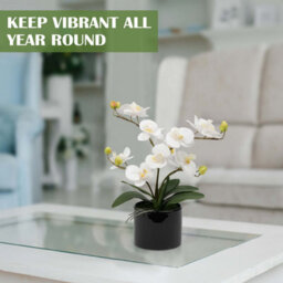 Crystals Artificial Plant Fake Silk Orchid Flower Potted Home Party Garden Decor - thumbnail 7