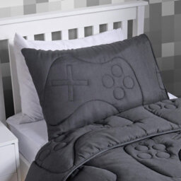 Ohs Gaming Duvet Coverless Quilted 7.5 Tog Pillowcase Set Embossed, Charcoal - Double - thumbnail 3