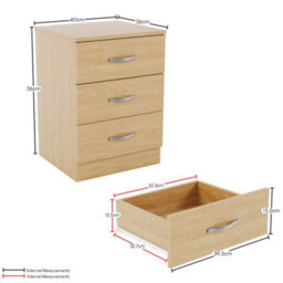Lassic Vida Designs Riano 4 Piece Bedroom Set (3 Drawer Bedside Chest, 4 Drawer Chest, 2 Door Wardrobe) Pine - thumbnail 9