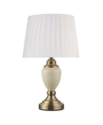 Lighting Supermarket Malham Small Touch Control Table Lamp With Ivory Pleated Shade - Cream & Brass - image 1