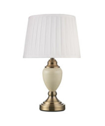 Lighting Supermarket Malham Small Touch Control Table Lamp With Ivory Pleated Shade - Cream & Brass - thumbnail 1