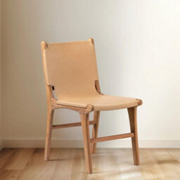 Where Saints Go Ltd London Dining Chair, Taupe Leather Sling, Solid Teak Frame By Where Saints Go - thumbnail 4