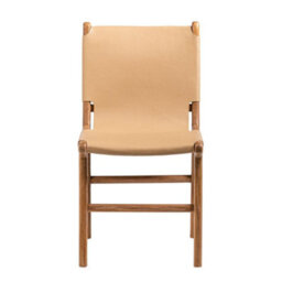 Where Saints Go Ltd London Dining Chair, Taupe Leather Sling, Solid Teak Frame By Where Saints Go - thumbnail 5