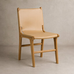 Where Saints Go Ltd London Dining Chair, Taupe Leather Sling, Solid Teak Frame By Where Saints Go - thumbnail 2