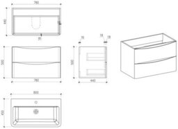 Affine 800mm Bathroom Vanity Unit Wall Hung Furniture Cabinet Basin Soft Close White - thumbnail 7