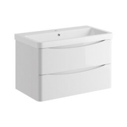 Affine 800mm Bathroom Vanity Unit Wall Hung Furniture Cabinet Basin Soft Close White - thumbnail 4
