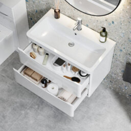 Affine 800mm Bathroom Vanity Unit Wall Hung Furniture Cabinet Basin Soft Close White - thumbnail 3