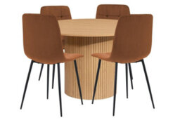 Birlea Axel Round Fluted Dining Set Table With 4 Chairs - thumbnail 7
