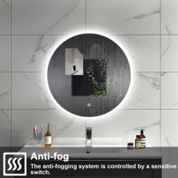 Sline 700mm Round Bathroom Led Mirror Dimmable White Colour Anti-Fog Touch Control Memory Function - thumbnail 4