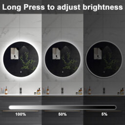 Sline 700mm Round Bathroom Led Mirror Dimmable White Colour Anti-Fog Touch Control Memory Function - thumbnail 3