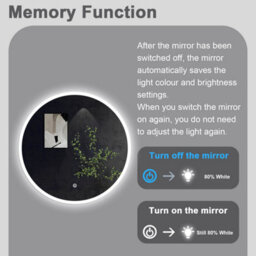 Sline 700mm Round Bathroom Led Mirror Dimmable White Colour Anti-Fog Touch Control Memory Function - thumbnail 6