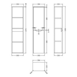 Dezine Thames 350mm Satin White Tall Storage Unit - thumbnail 2